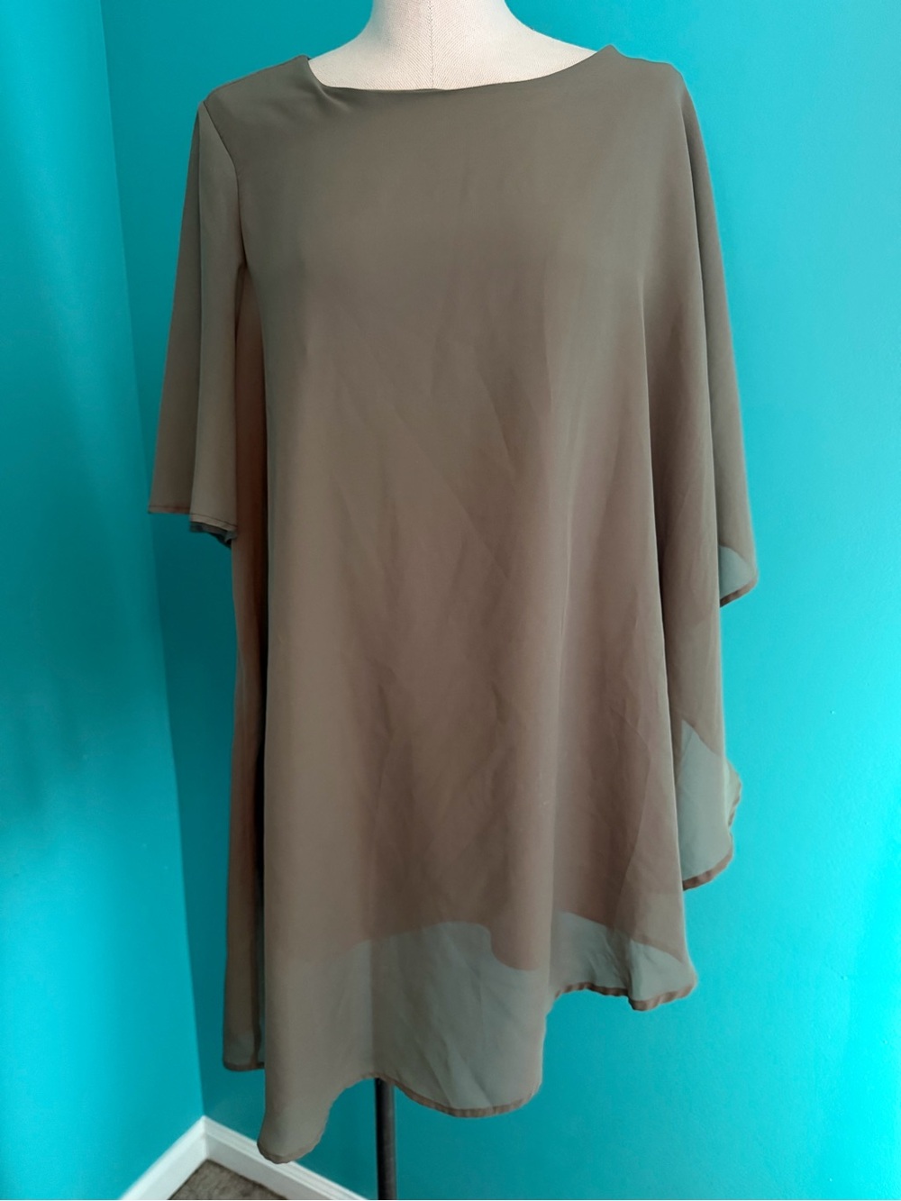 new directions Olive Boatneck Draped Blouse